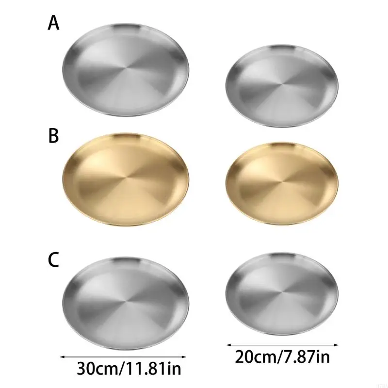 97BA Practical Steel Serving Trays Corrosions Resistant Design Plate Party Tableware