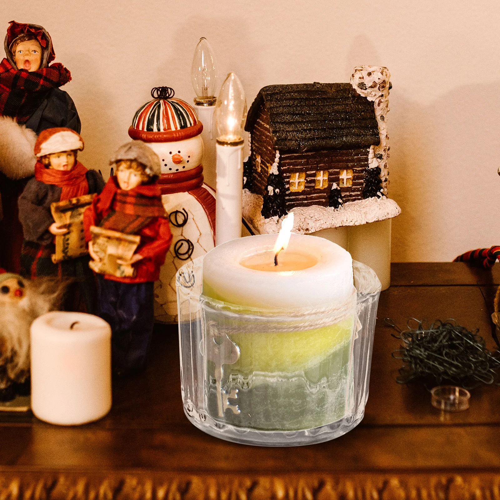 

2Pcs Glass Votive Holders Clear Candleholder Windproof Cylinder Decorative Dome Votive Candles Glass Votives