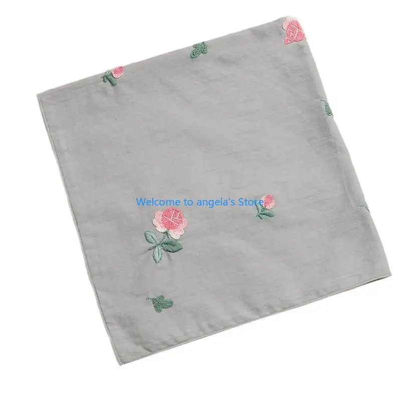 X4YC ดอกไม้เย็บปักถักร้อยผ้าเช็ดหน้างานฝีมือเย็บปักถักร้อย DIY Handcrafts Hankies ชุด