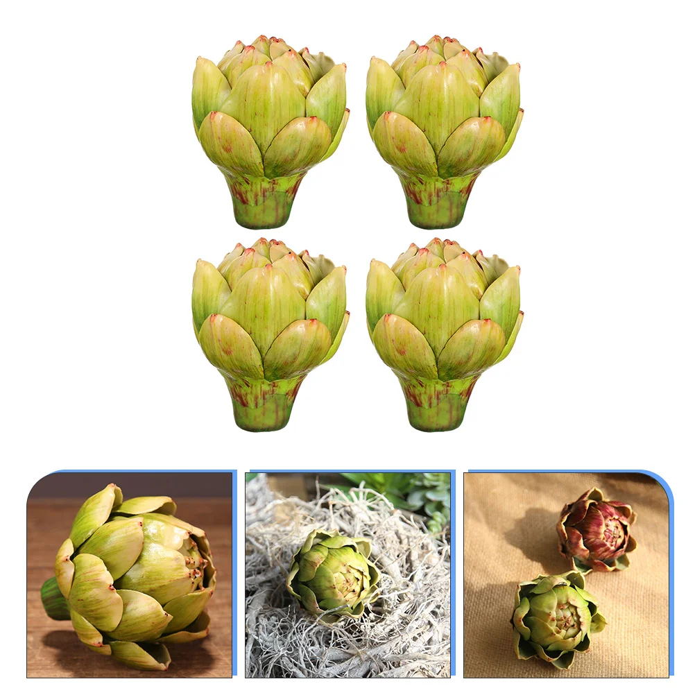 4 Pcs Artichoke Decor Bowls Simulated Pineapple Head Plants Cactus Artificial Artichokes