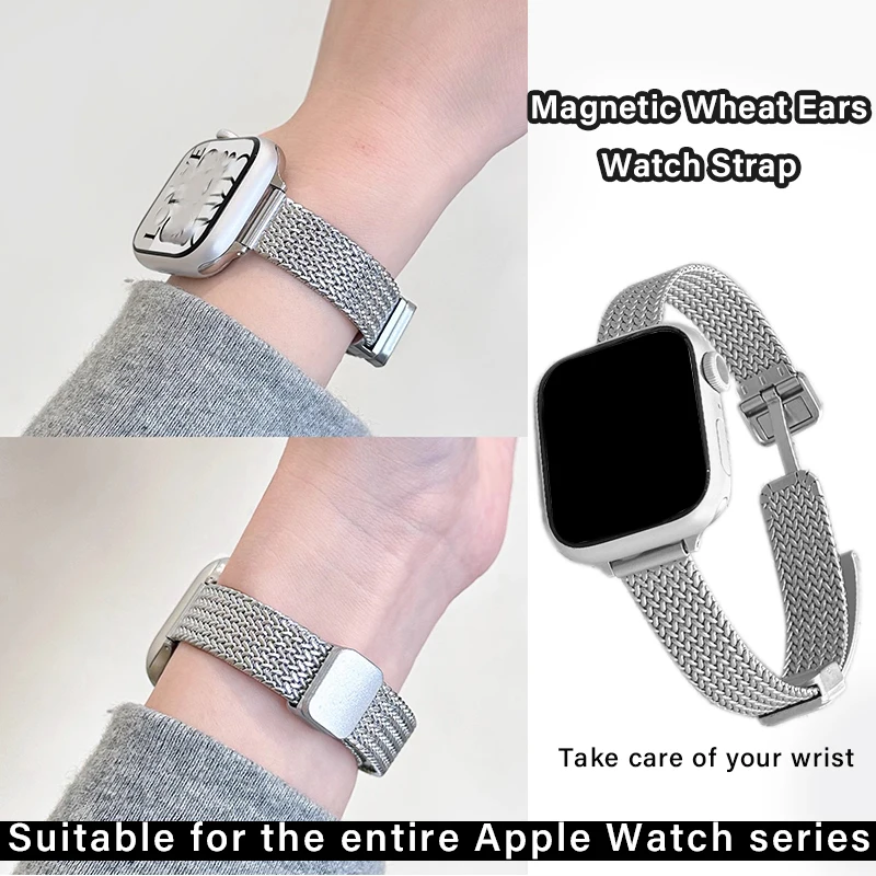 

Women Metal Strap for Apple Watch Band 9 8 Ultra 49mm 7 SE 6 5 41mm 45mm 42mm 44/40/38mm Lady Slim Magnetic iWatch Bracelet