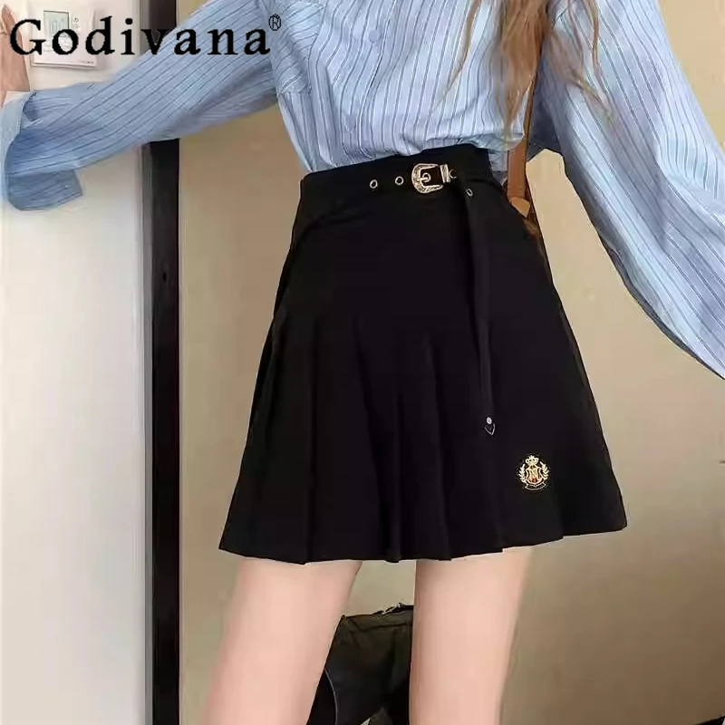 

Large Size Jk 2025 British College High Waist Age Reduction Pleated Skirt Embroidery A-line Youthful Vitality Versatile Skirts