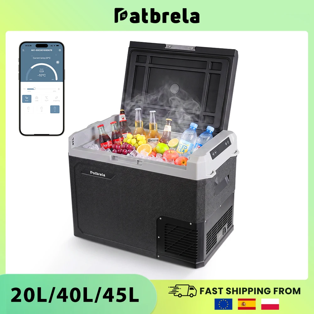 Image of Patbrela 12V/24V Dual-Use-Auto-Minikühlschrank, tragbare Kühl- und Gefrierbox mit Kompressor für Autos und LKWs