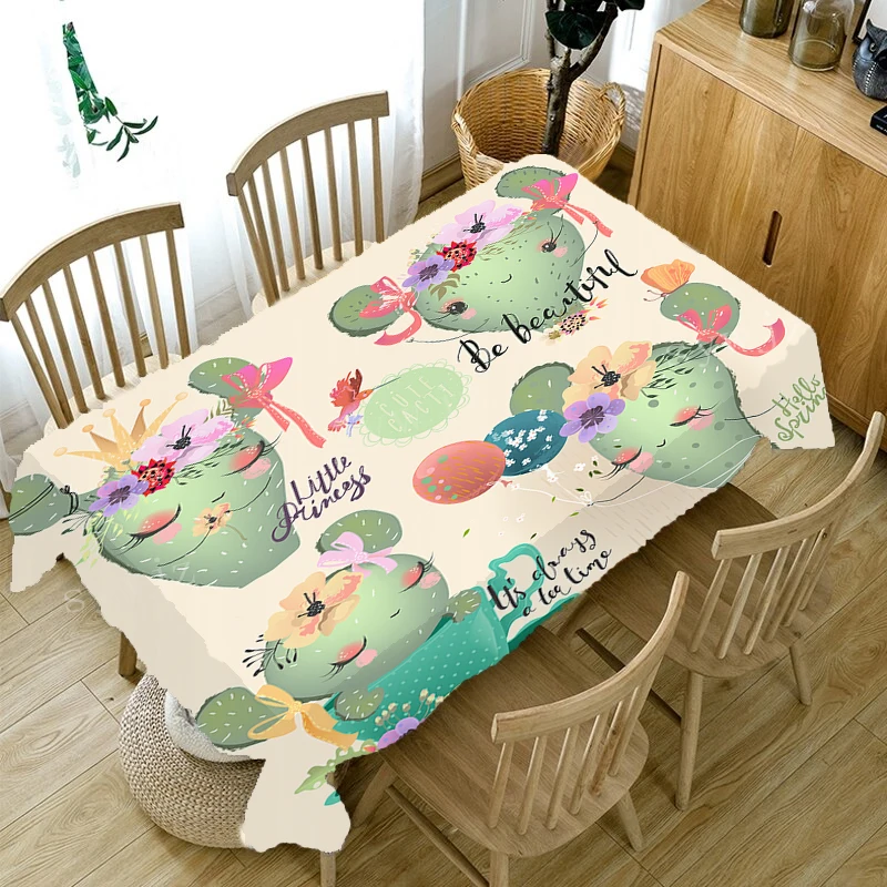 Cute Cactus Pattern Tablecloth Birthday Party Supplies Home Wedding Decoration Accessories Rectangle Dinner Party Tablecloth