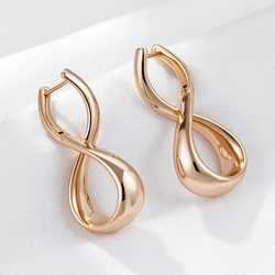 Wbmqda Geometric Shape Metal Long Drop Earrings For Women 585 Rose Gold Color Fashion Elegant Daily Matching Fine Jewelry Gifts