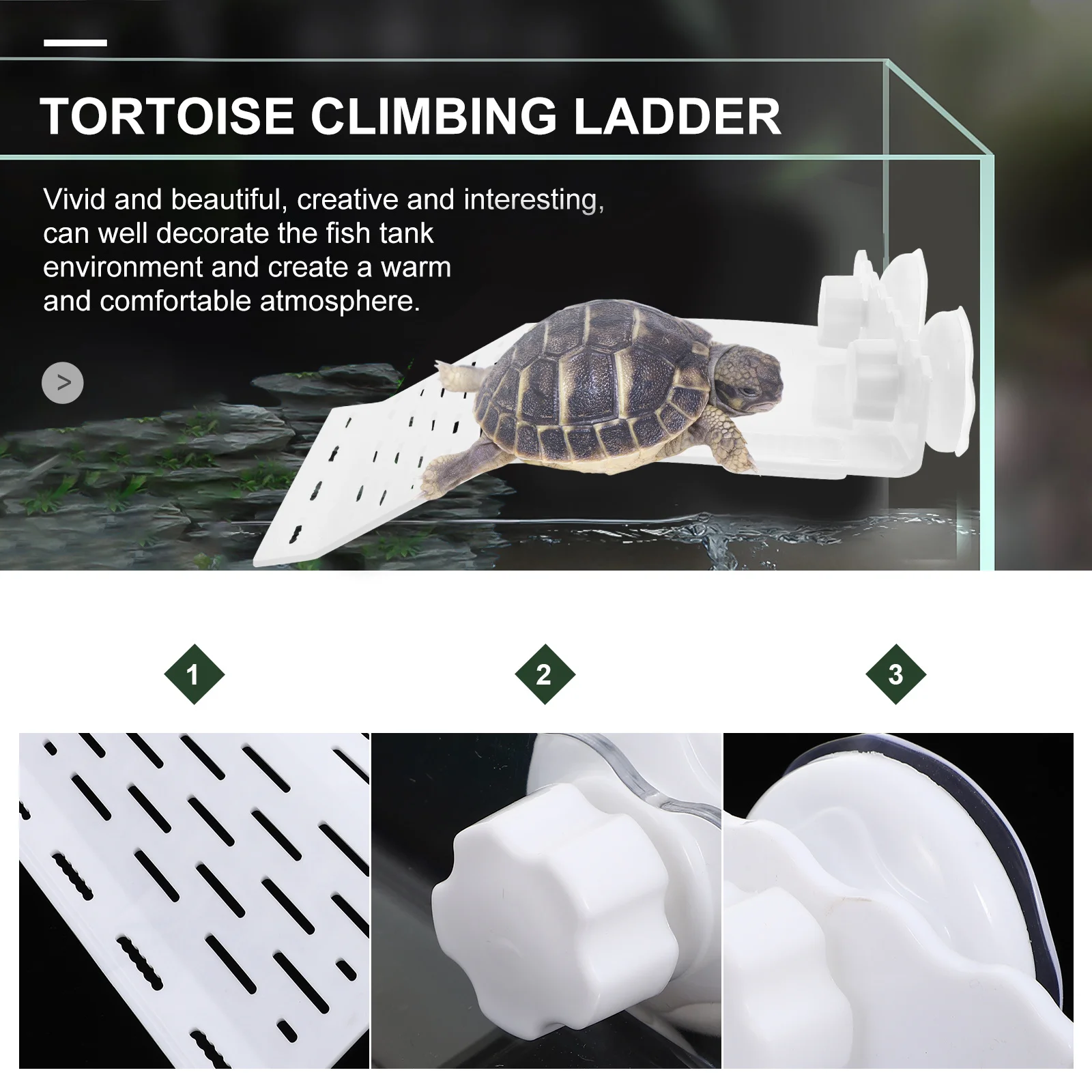 

1pc Turtle Basking Platform Suction Cup Reptile Climbing Terrace Durable Plastic Aquarium Terrace For Tortoise Resting