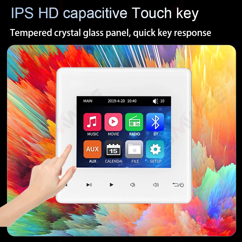 Home Bluetooth Wall Amplifier Background Music Host Control System Mini Touch Key Ceiling Speaker Audio Panel U Disk And TF Card