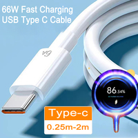 66W 6A Fast Charging Usb Type C Cable for Xiaomi Redmi POCO Huawei Honor OPPO VIVO OnePlus Mobile Phone Charger USB C Cable