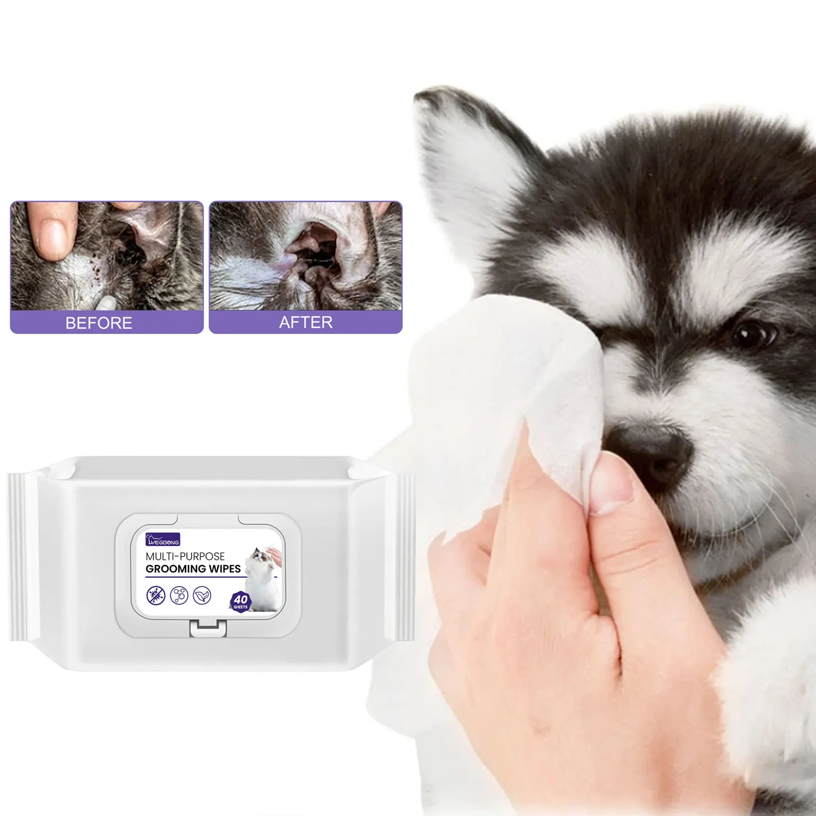 

Pet Disposable Cleaning Wipes Removing Eyes Ears Dirt Deodorant Body Clean Tissues Dogs Washing Wipes Portable Cat Wet Tissue