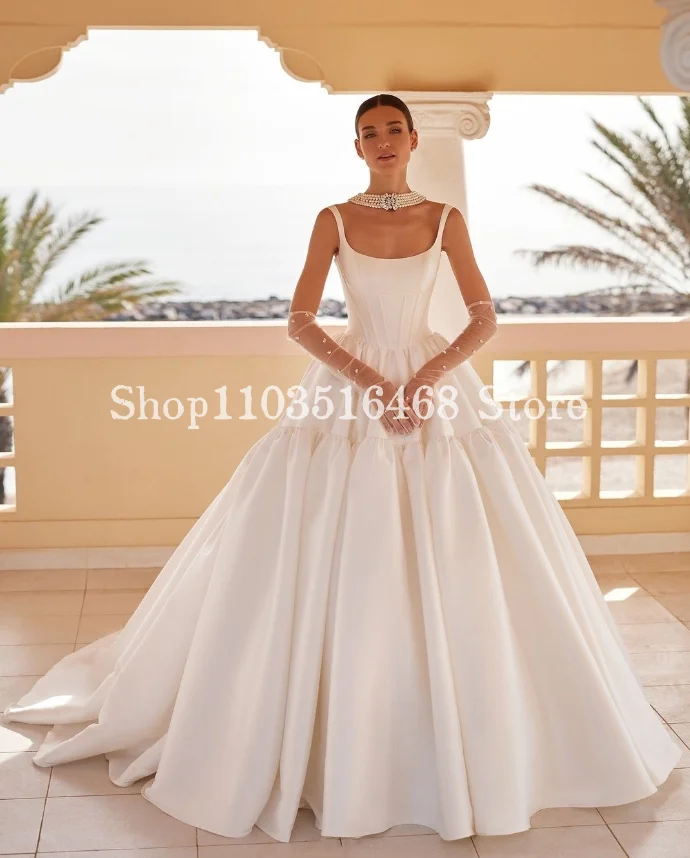 Luxury Satin Halter Wedding Dress 2024 For Women Elegant Silk Surface Pleated Formal Occasion Bridal Gown فساتين حفلة موسيقية