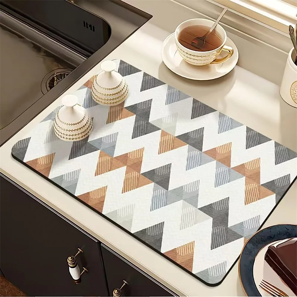 Simple geometric drying mat Labyrinth mesh non-slip absorbent mat diatomized tableware Kitchen counter drain mat coffee