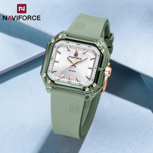 Imagen 1 del producto Relojes NAVIFORCE de nuevo estilo para mujer, banda de sílice, reloj de pulsera de cuarzo femenino resistente al agua hasta 50M, reloj informal sencillo con personalidad para mujer