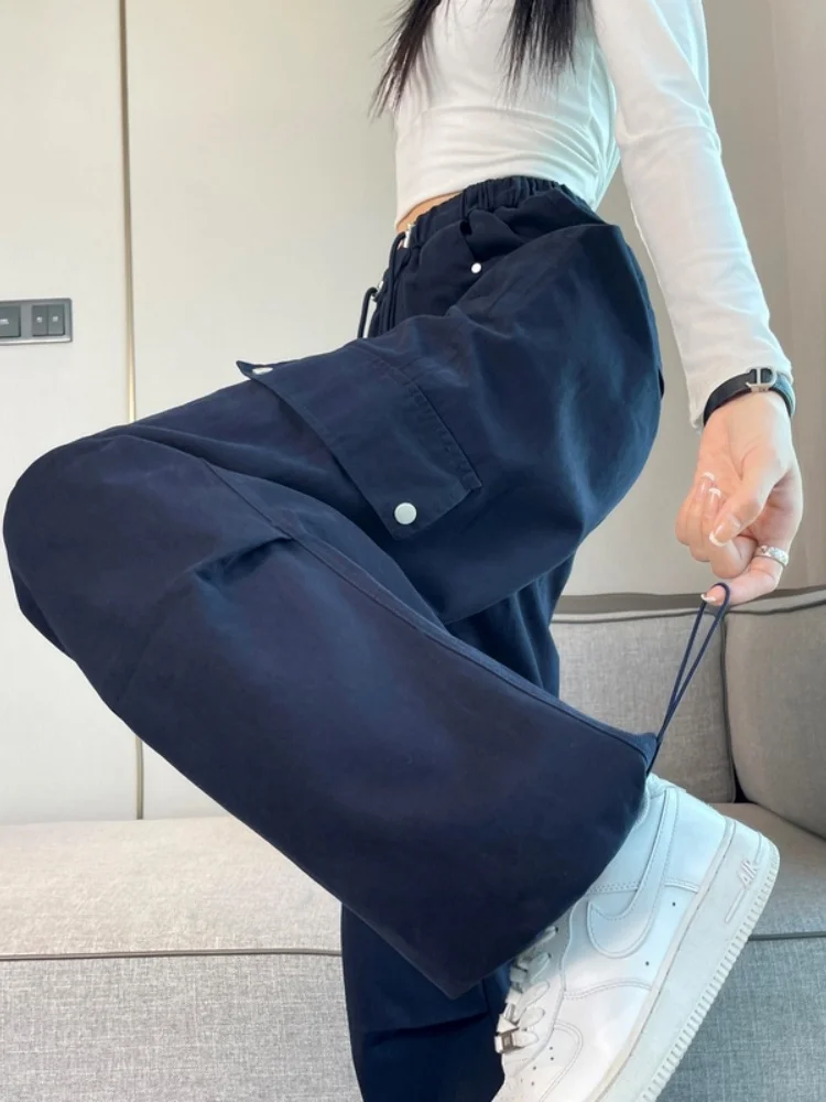 Quick Dry Workwear Pants Women's Spring Autumn 2026 New Wide Leg Casual Paratrooper Sports Pants Trendy Korean Style High Waist
