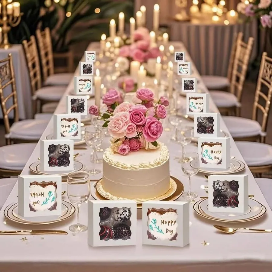 3.2 x 3.2 x 1.5 100PCS Kotak Kue Mini dengan Jendela untuk Sabun Cokelat Truffle Donat aron