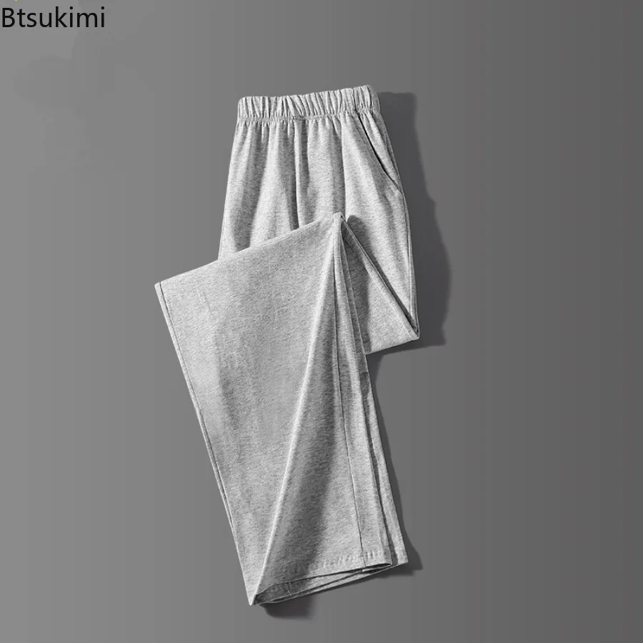 New 2024 Men\'s Cotton Pajama Pants Thin Homewear Sleep Bottoms Soft Comfort Sleepwear Male Loose Lounge Nightwear Long Trousers