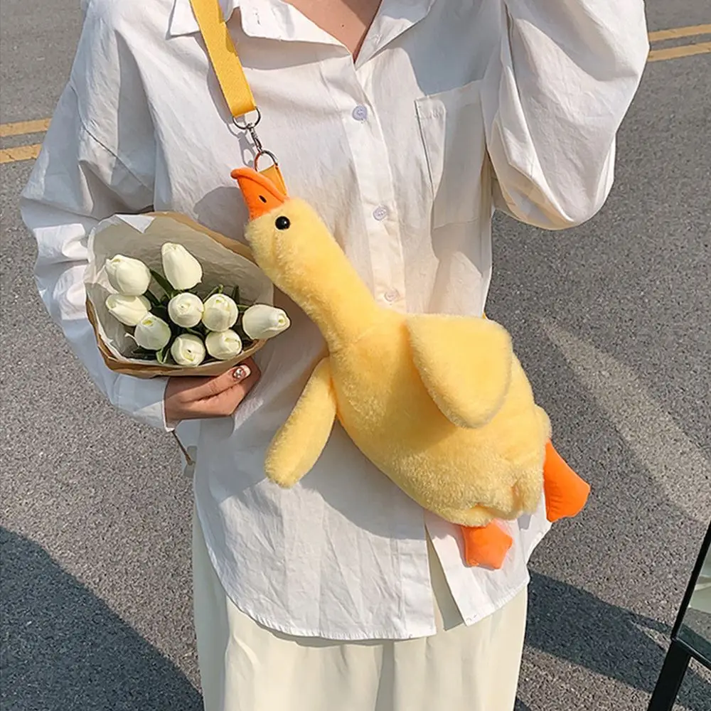 Stuffed Duck Girl Cartoon Doll Summer Cute Shoulder Bag Plush Toy Cross-body Bag Lady Plush Yellow Duck Handbags