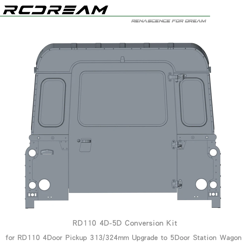 RCDream RD110 4D-5D Conversion Kit From 4Door Pickup To 5Door Station Wagon for Wild-Defender RD110 4Door Pickup Upgrade Parts