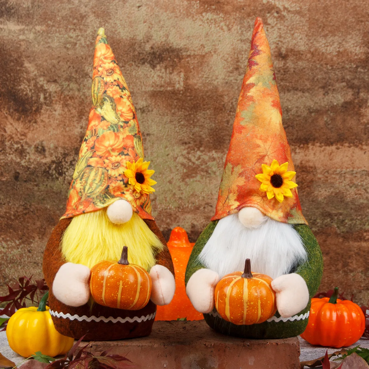 Autumn Decorations Plush Elf Dwarfs Dolls Halloween Gnome Dolls Pumpkin Sunflower Xmas Gifts Thanksgiving Decorations kids Toys