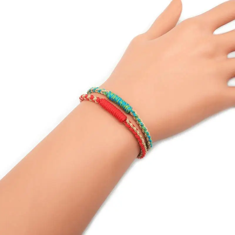 * New Sale Hand-knitted Multicolor Bracelets Colorful Cotton Thread Lucky Charm Bracelet For Women Rope Accessory Best Gifts