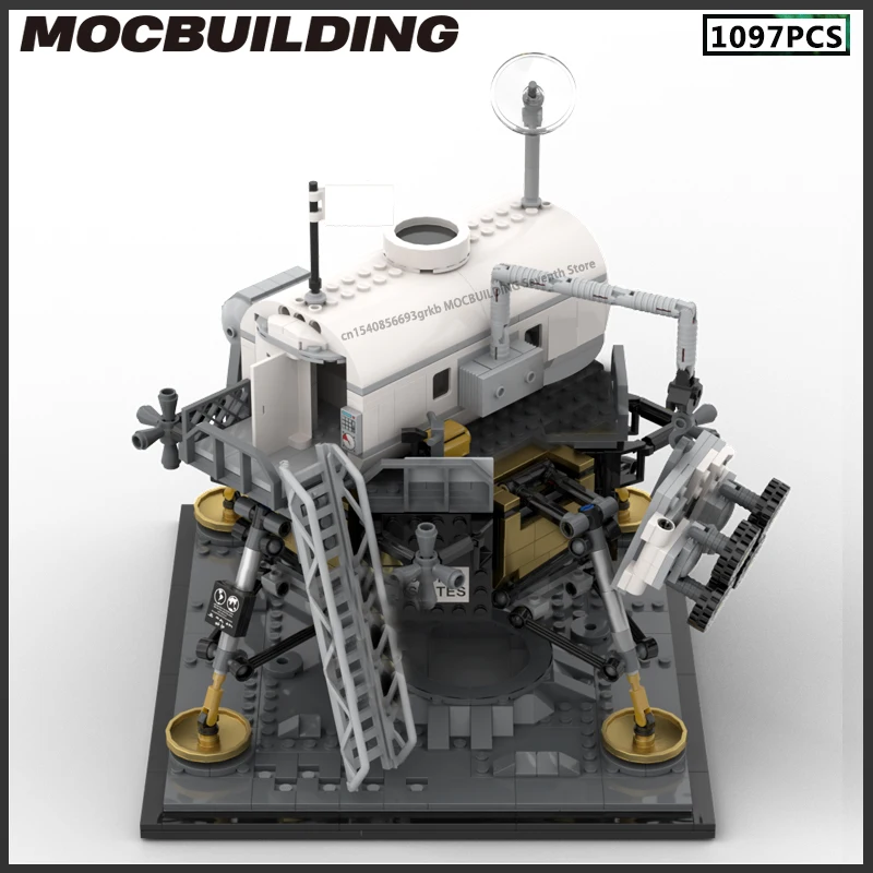 MOC Space Series Scene Model Building Blocks Moon Base Lunar Lander Set mattoni di assemblaggio fai da te collezione di giocattoli creativi Display regalo