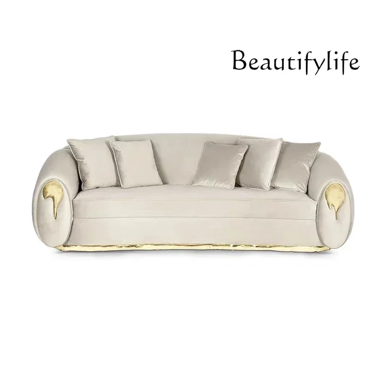 Tt Italian Light Luxury Flannel Sofa Villa Living Room Large Apartment Designer Modern Simple High-end Arc