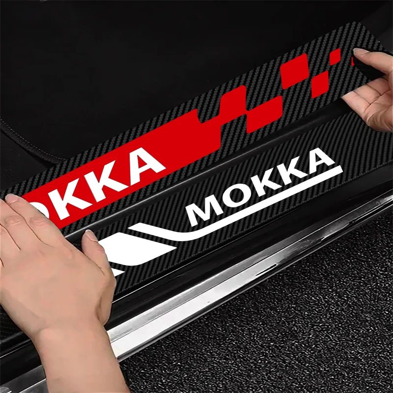 4pcs Car Door Sill Protector Carbon Fiber Sticker Anti Scratch For Opel Mokka 2023 2016 e x 2015 2017 Accessories