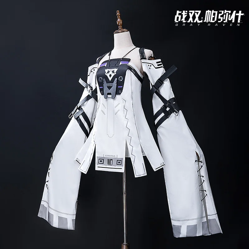 The Game GRAY RAVEN Three seven Cosplay Costume 21 number XXI Wide Long Sleeve Cool Female White Dress B