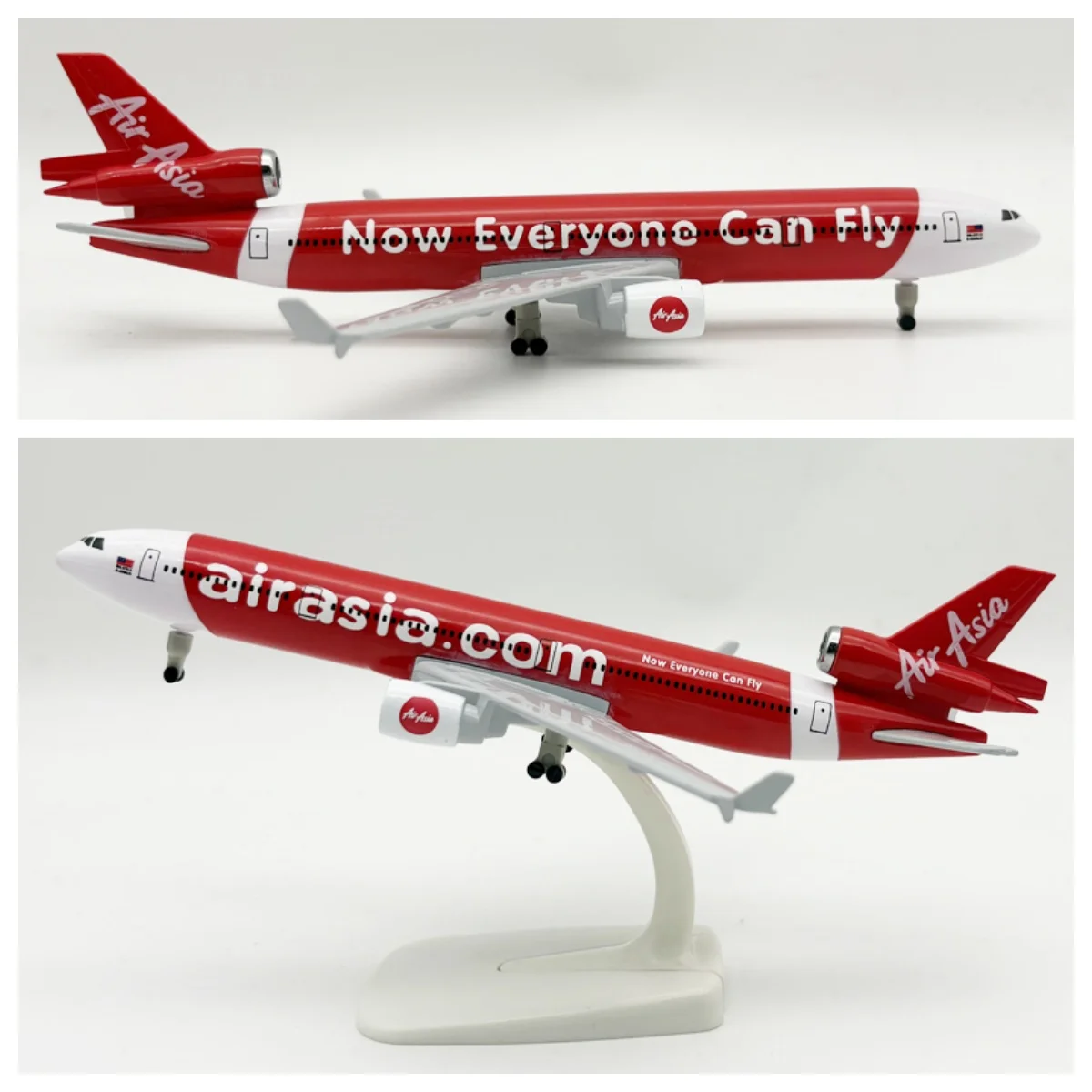 20cm Md11 Plane Model Airasia Md-11 Diecast Airplane Model Metal Scale Aircraft With Stand & Wheel Souvenir Plane Gift