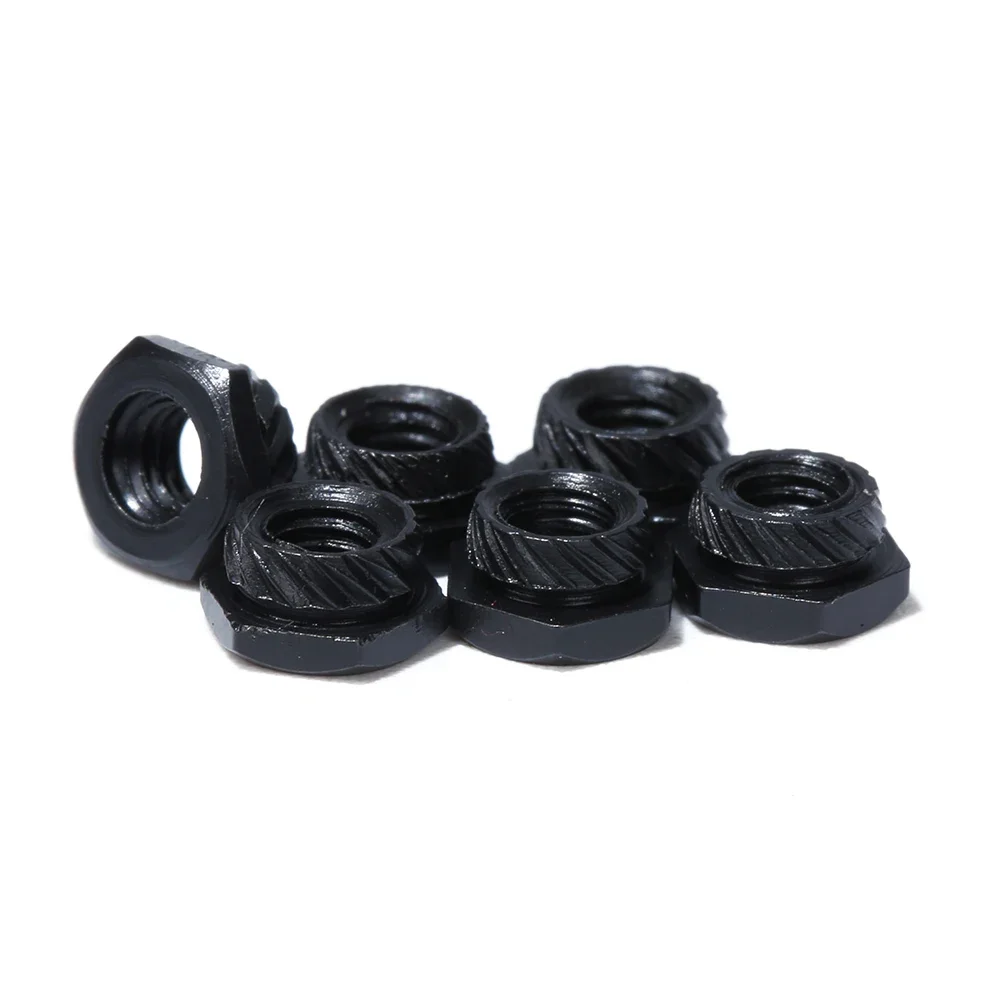 M3 Self‑Locking Press‑Fit Insert Nuts, Hex Knurled Press‑in Nuts Carbon‑Steel Black Plated 20‑Pack for FPV Quad Frame Repair