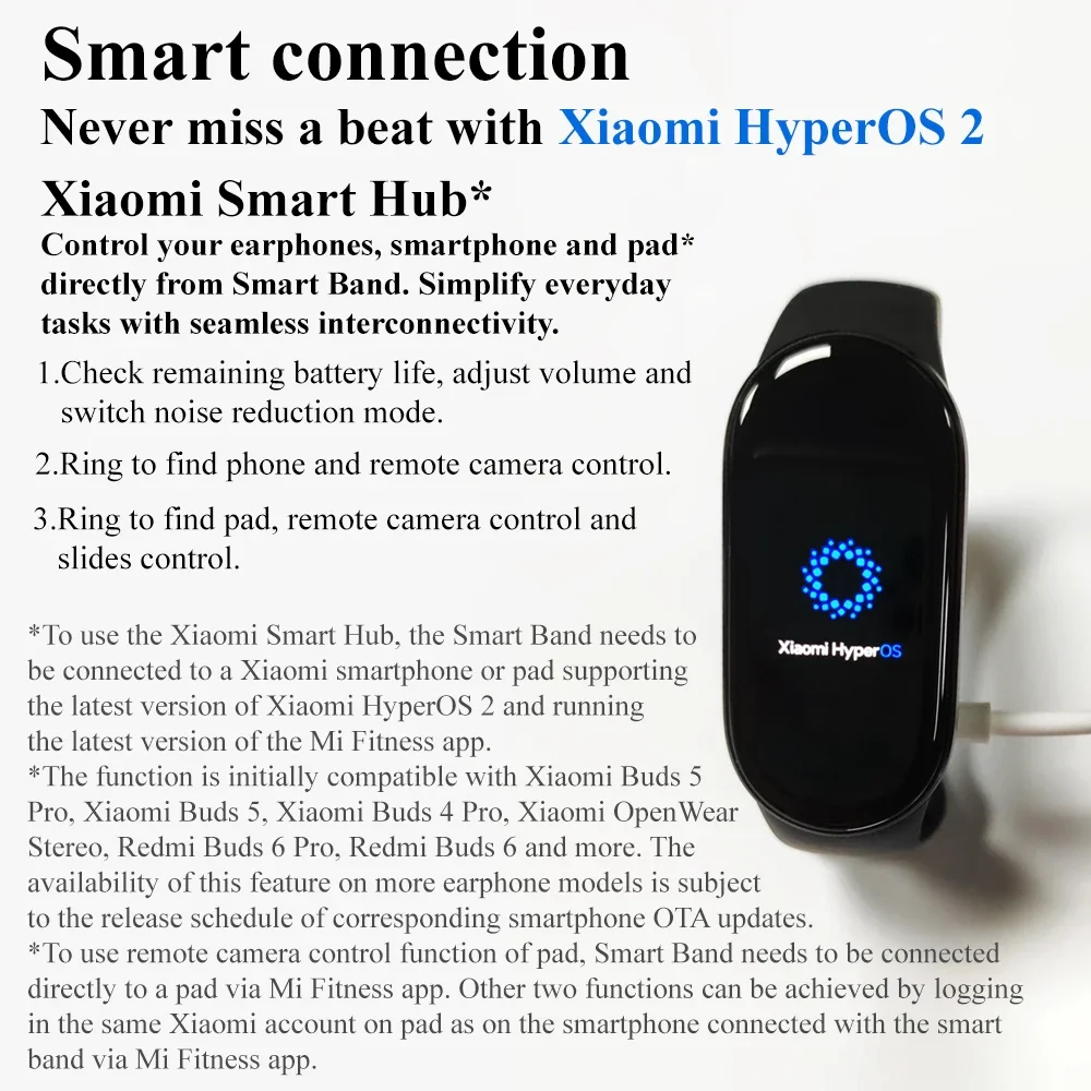 الإصدار العالمي الأصلي Xiaomi Mi Band 10 1.62 "AMOLED يعمل مع تطبيق Mi Fitness Mi Home