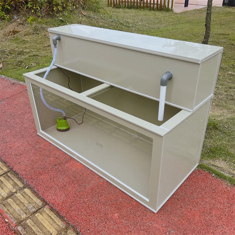 

PP plastic transparent fish pond koi floor tank balcony courtyard ultra-white glass ornamental ecological fish box filter water