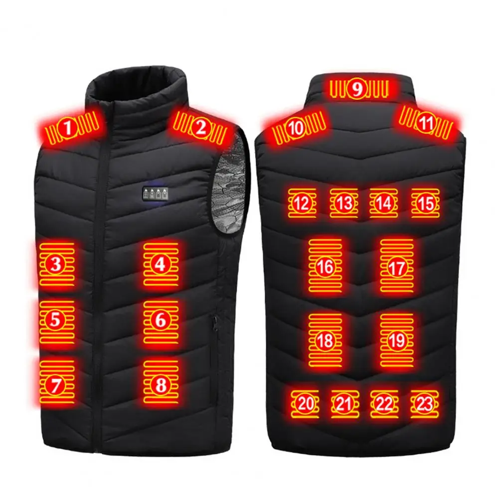 

Men Heated Vest 23 Heating Zones 4 Heat Levels Thermal Jacket with Overheat Protection Machine Washable Electric Warm Vest