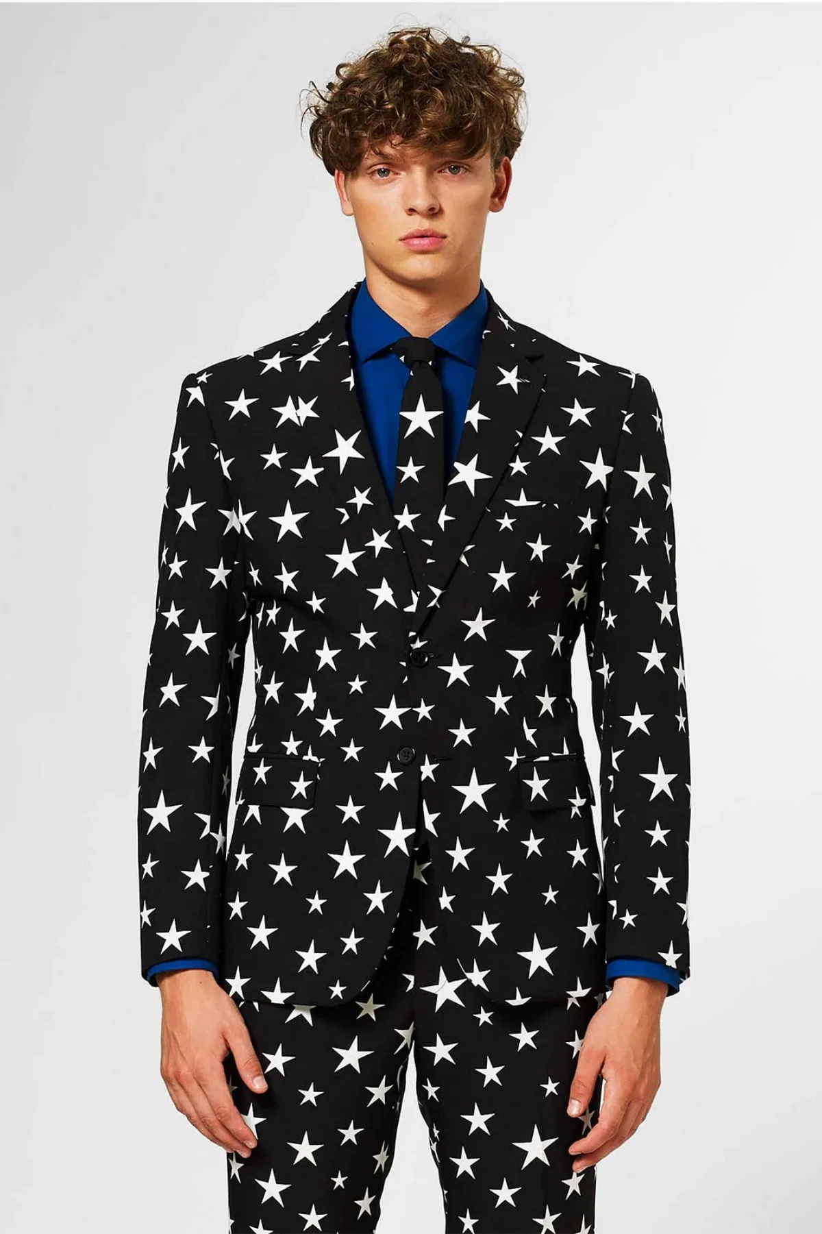 Handsome Star Print Men Suit Casual 3Pcs Sets Male Prom Blazers Customized Slim Fit Peak Lapel Groom Wedding Tuxedos Ropa Hombre
