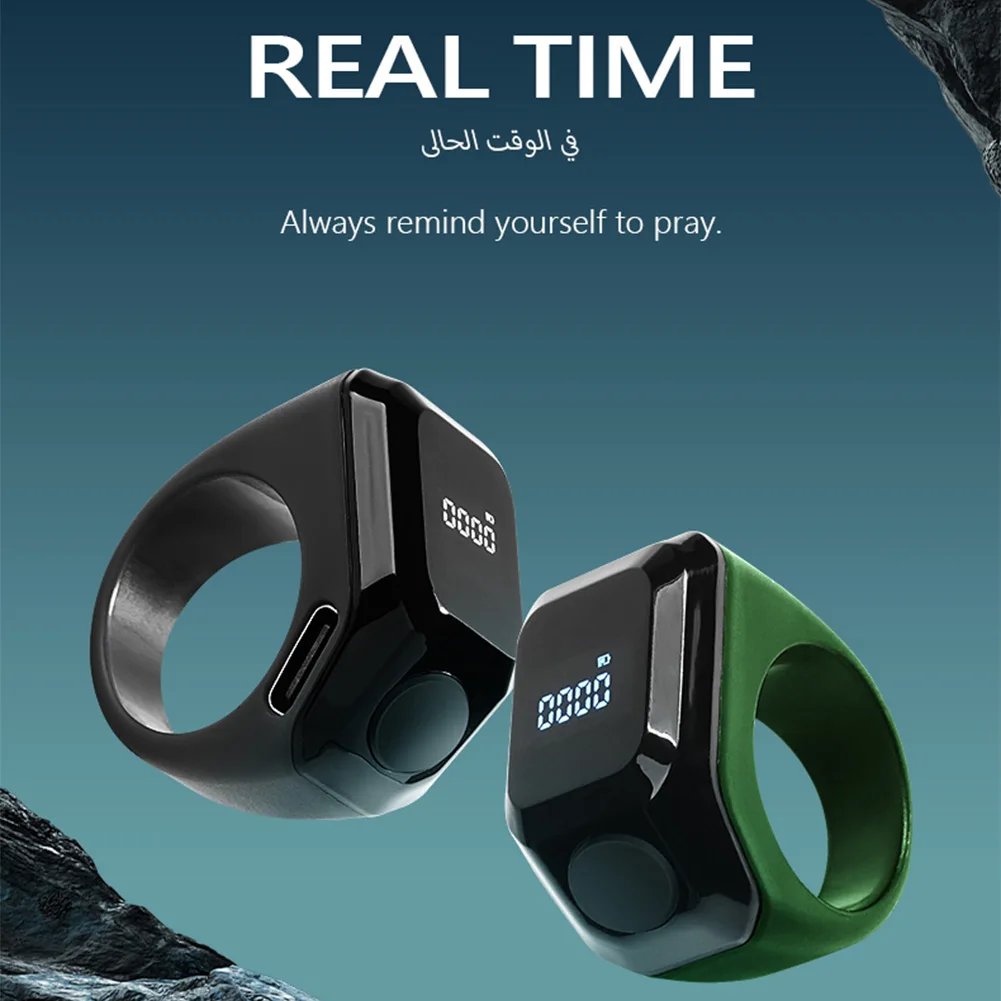 Smart Ring Counter Portable Digital Display Counter Tasbih Counting Ring Time Reminder Wearable Tasbih For Zikr Reminder 3 Sizes