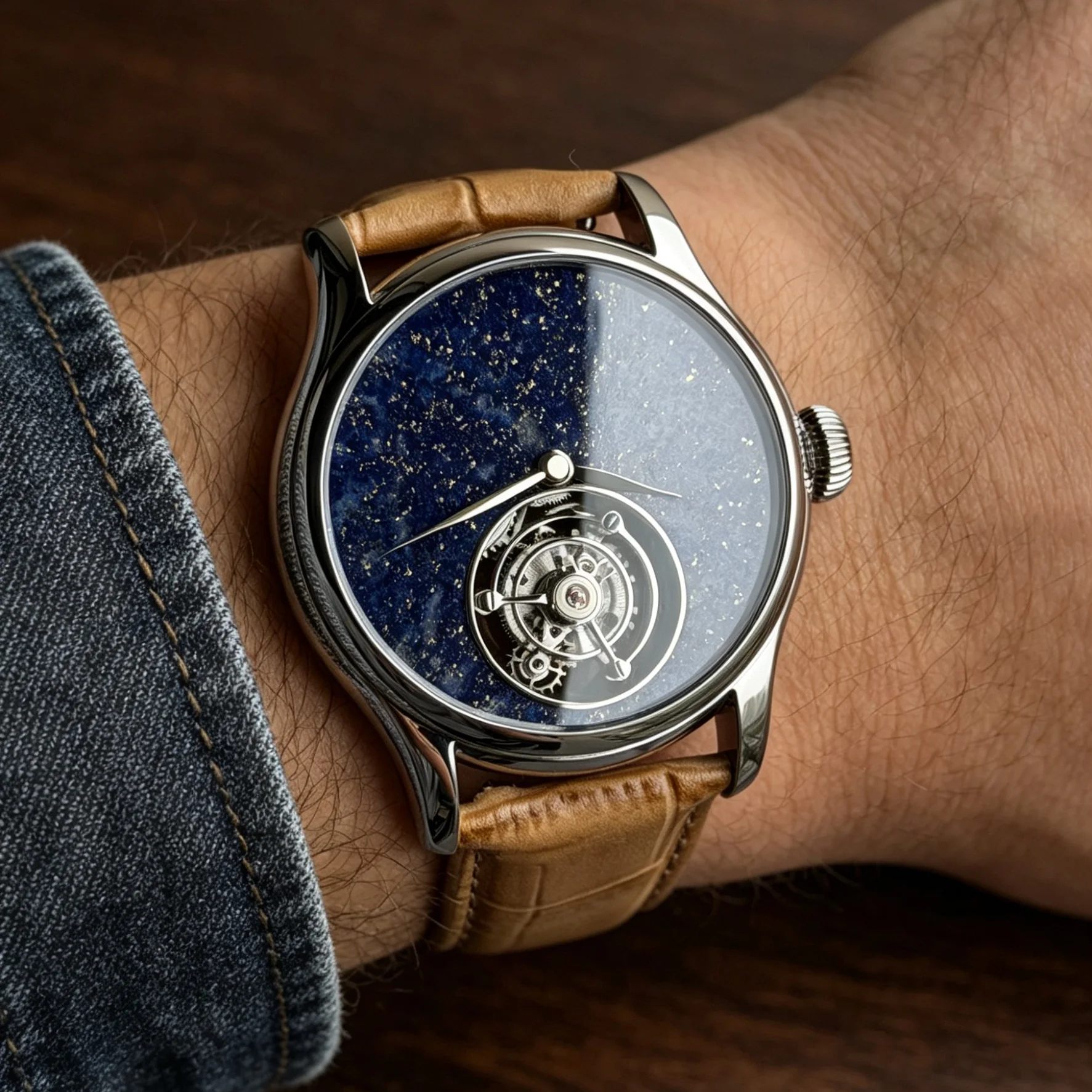 Reloj Merkur 100% Tourbillon, reloj de zafiro con esfera de piedra Natural para hombre, relojes de pulsera mecánicos, reloj Masculino