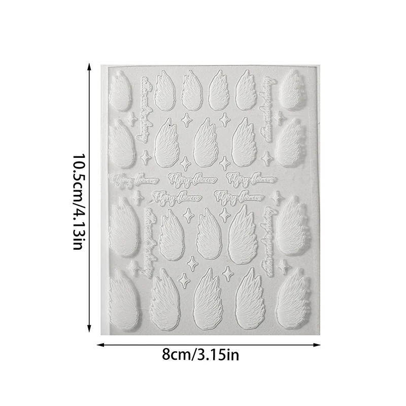 천사 날개 네일 아트 스티커, 자체 접착 네일 데칼, 진주 화이트 윙, 네일 데칼 윙, 매니큐어 살롱 DIY, 1 장