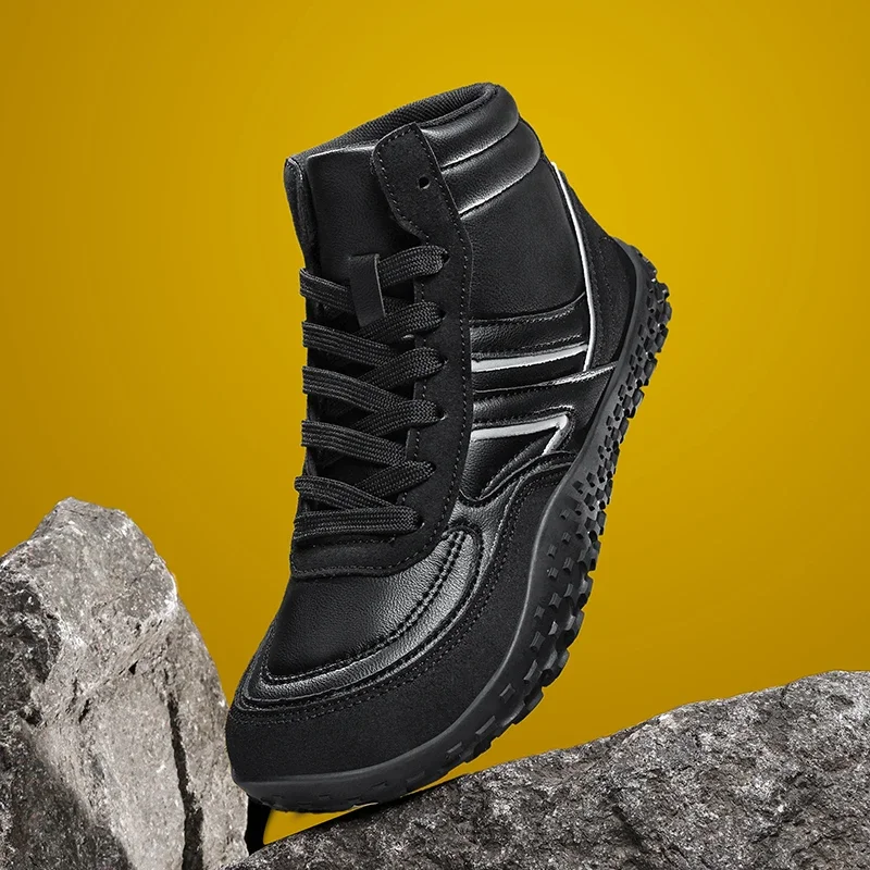 

Fashion High Top Wide Toe Shoes Men Women Minimalist Sneakers Lace Up Casual Walking Shoes Comfortable Breathable Barefoot Shoes