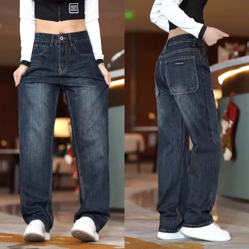 

Мужские джинсы прямого кроя в стиле ретро, свободные, модные, повседневные, с множеством карманов, из хлопка, в городском стиле, молодежная мода