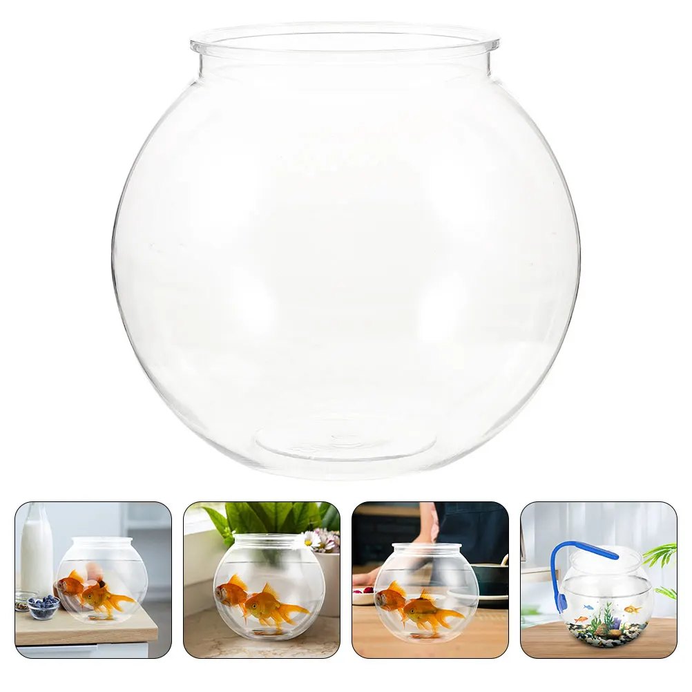 

Round Goldfish Tank Flower Pot Clear Bowl Vase Hydroponics Small Aquarium Plastic Desktop Office