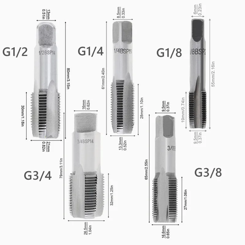 G1/2 G1/4 G1/8 G3/8 G3/4 Thread Tap 55 Degrees Attack Pipe Plate G Tap Hand Tapping Tube Thread Repair Machine Tapping Tools