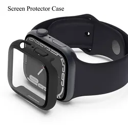 Tempered Glass+cover For Apple Watch 9 8 41mm 45mm 42mm 38mm PC bumper Screen Protector Case iWatch series 7 6 5 4 se 44mm 40mm