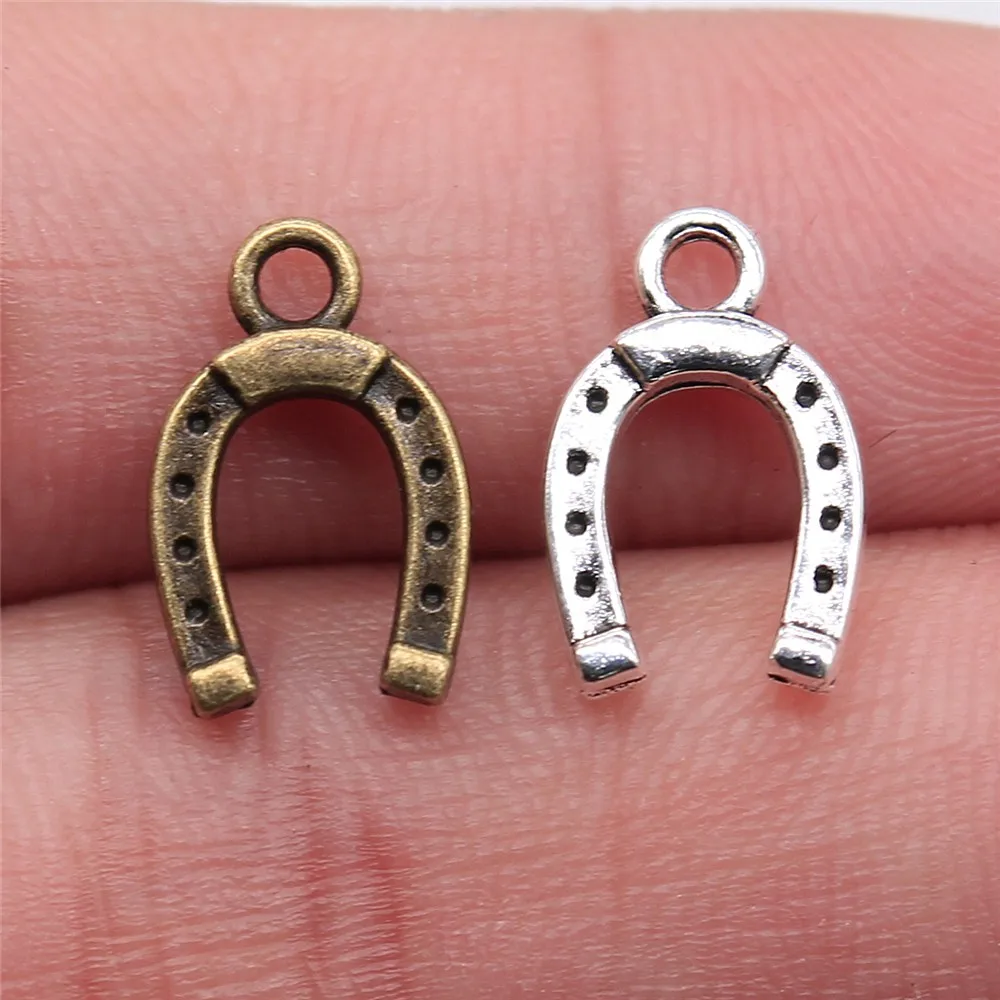 WYSIWYG 40pcs 14x9mm Horseshoe Pendants 2 Colors Horseshoe Pendant Lucky Charm Lucky Horse Shoe Pendant