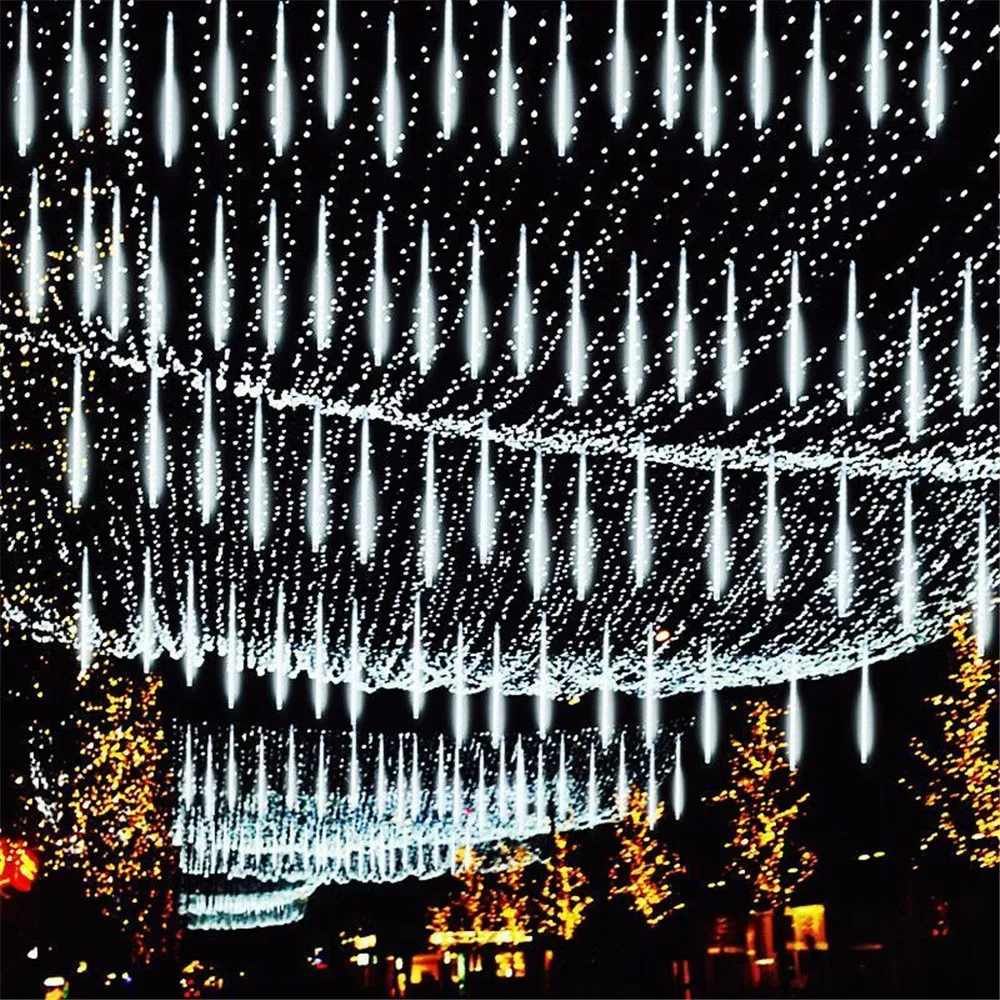 Imagem -04 - Led Meteor Shower Light String Iluminação Pública Natal Casamento Eua Plugue ue Jardim Guirlanda Fada Tubos 30 cm 50cm