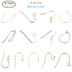 10-20PCS Stainless Steel Earring Hooks Light Gold Ear wire with Loop for Earring DIY Making