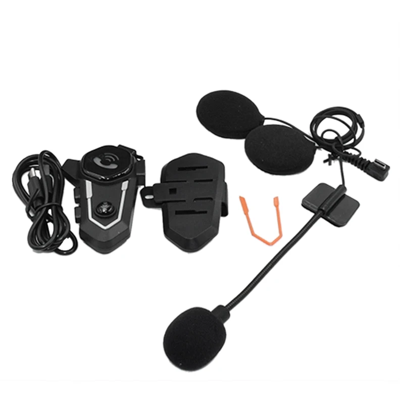 Motorcycle Helmet Headset Waterproof Bluetooth 5.0 Intercom Wireless Earphone Black ABS Stereo With Mic