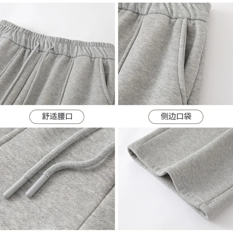 Winter Warm Fleece Pant with Pocket Drawstring Baggy Sweatpant Workout Straight Wide Leg Long Brushed Pants Thick Women y2k New