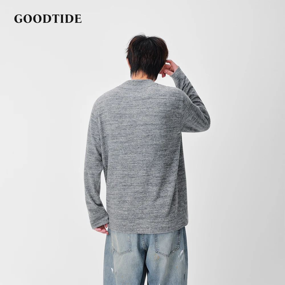 سترة رجالية عصرية غير رسمية برقبة وهمية 2025 خريف شتاء جديد محكم متماسكة وفضفاضة تناسب تصميم مريح ملابس يومية