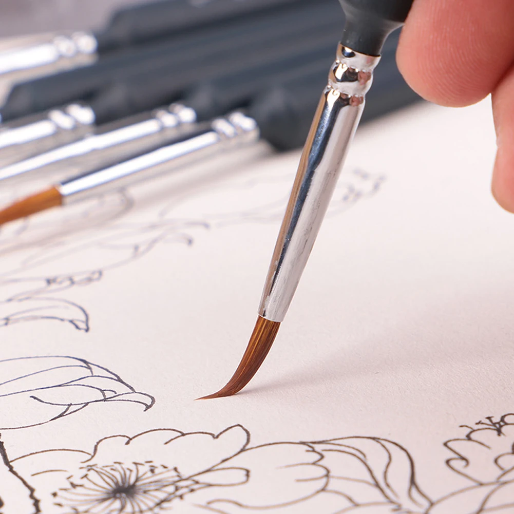 Pinceau l'inventaire pour dessin au trait, pinceaux fins, peinture d'art, acrylique, modèles à l'huile, interconnexion, détail fin, 9 paquets