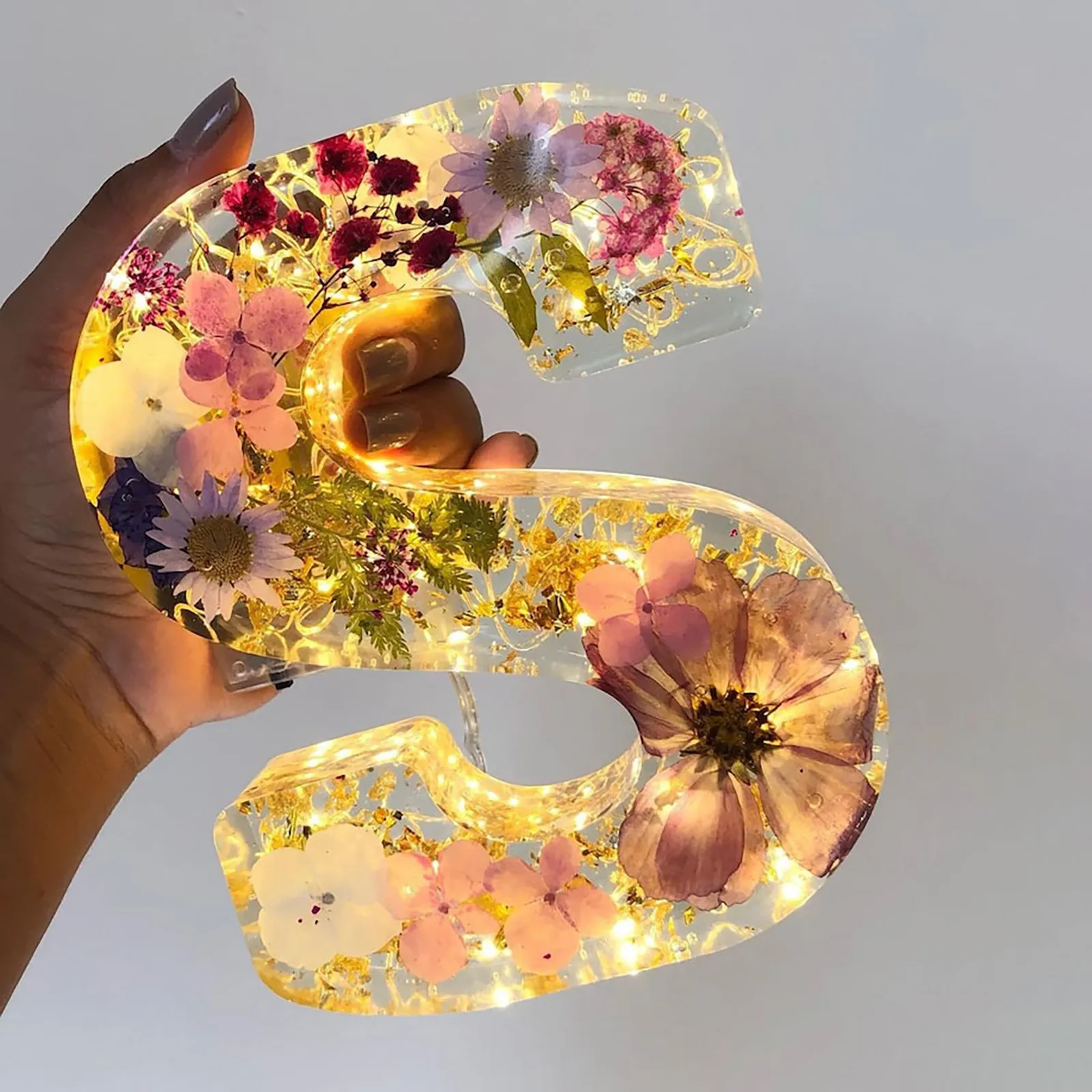 Floral Resin Night Light Transparent Flower Resin Night Lamp Ornaments Beautiful And Meaningful Decorative Gift