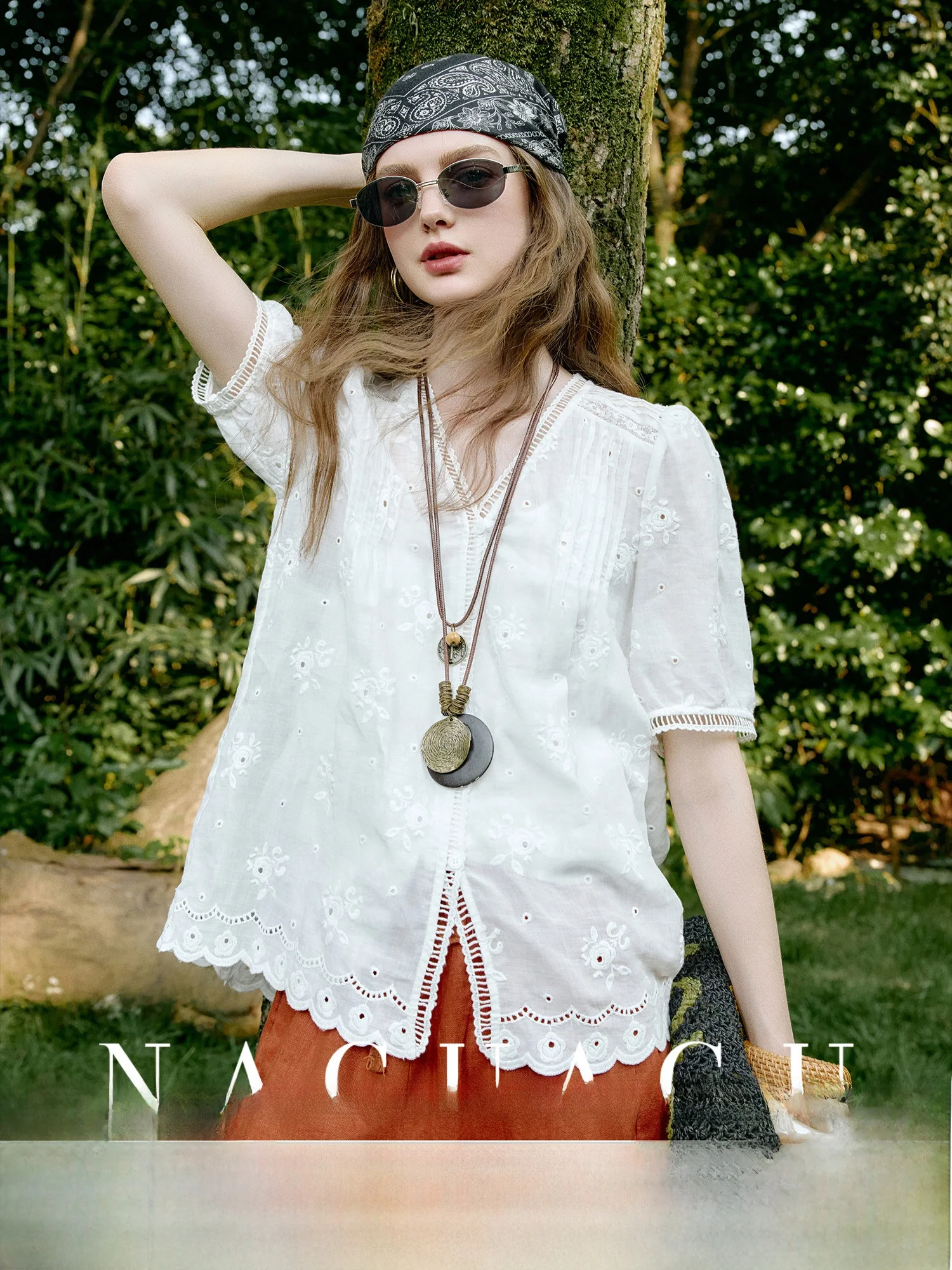 

Ele ort Sve Embroidered Linen irt Women's Moonlight Rose Valley 00% Linen New Sle Tu Pleat Simple Commute Sle